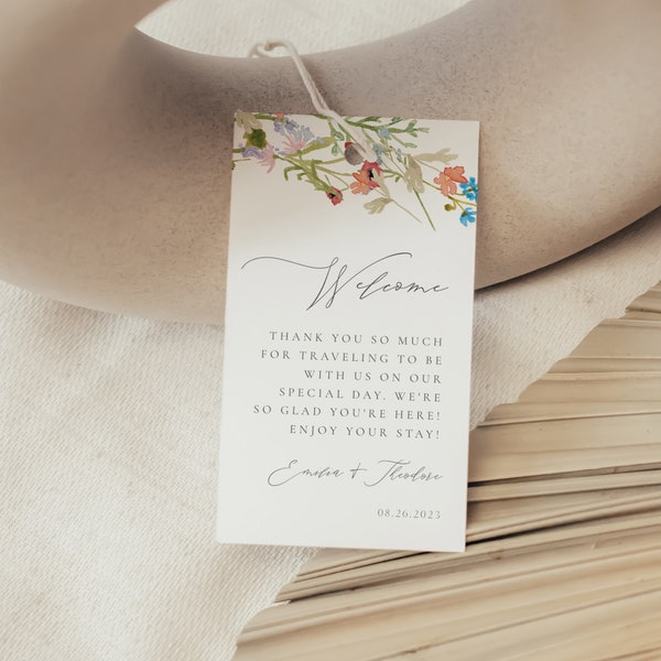 Boho Wildflower Wedding Welcome Tag Template | FLEUR Collection