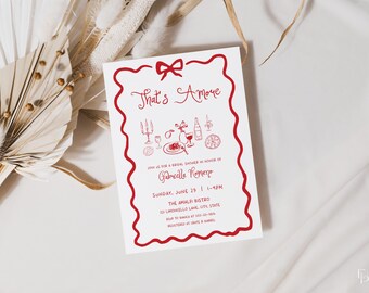 That's Amore Bridal Shower Invitation Template Editable Whimsical Hand Drawn Red Pizza Pasta Italian Bridal Shower Invite | CAIRA Collection