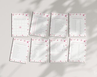 Girl Baby in Bloom Baby Shower Game Bundle Templates Instant Download for Pink Baby in Bloom Baby Shower Games Bundle | ELODIE Collection