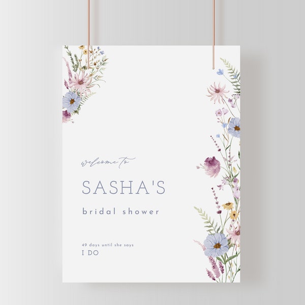 Wildflower Love is In Bloom Bridal Shower Welcome Sign Template | POSEY Collection