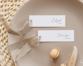 Modern Minimalist Thin Place Card Template with Meal Icons for Weddings | MORGAN Collection