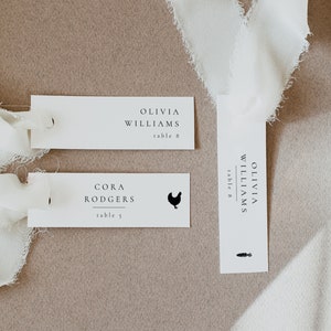 Minimalist Thin Place Card Template with Meal Icons for Weddings | DREA Collection