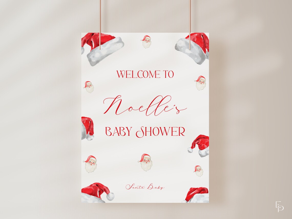 Santa Baby Shower Welcome Sign Template for Winter Christmas Baby ...
