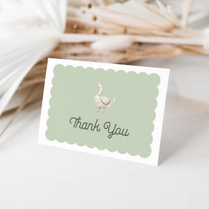 Green One Silly Goose 1st Birthday Thank You Card Template for Boy Silly Goose Birthday Printable Thank You Cards | GANNET Collection