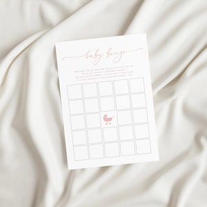 Blush Pink Baby Bingo Baby Shower Game Template | ROSALIE Collection
