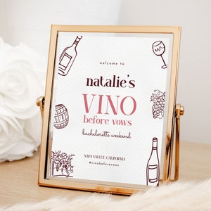 Vino Before Vows Bachelorette Welcome Sign Template for Wine Vineyard ...