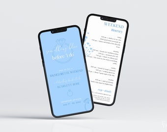 Something Blue Digital Bachelorette Weekend Invite + Itinerary Template | LIRAZ Collection