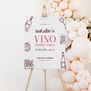 Vino Before Vows Bachelorette Welcome Sign Template for Wine Vineyard ...