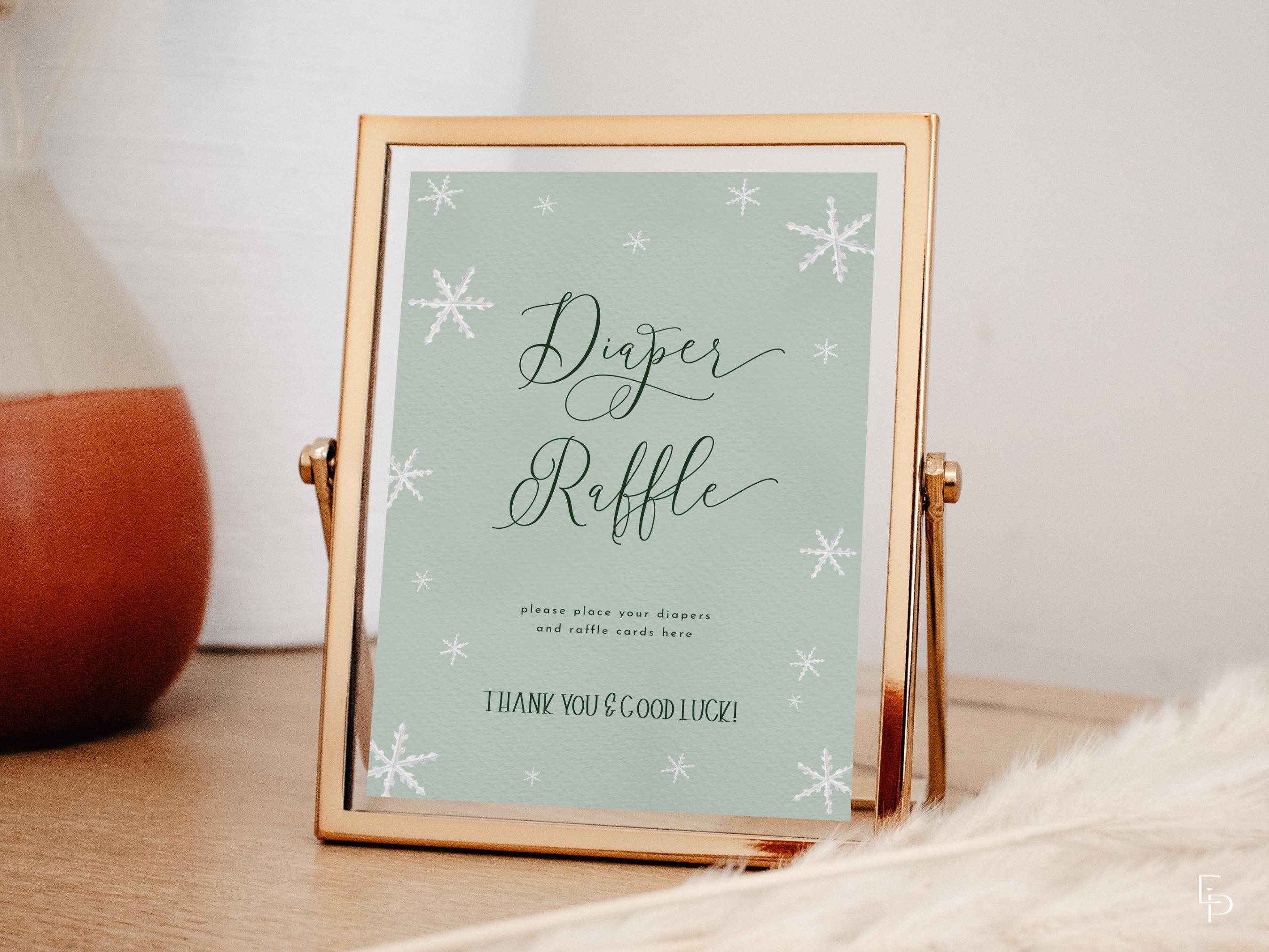 Baby It's Cold Outside Diaper Raffle Sign Template for Green Winter ...