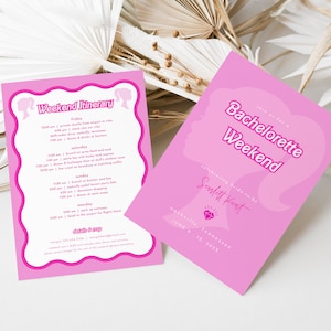 Pink Doll Bachelorette Weekend Itinerary and Invite Template | BARBARA Collection