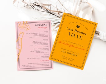 Last Rendez Veuve Bachelorette Weekend Invite and Itinerary Template | GENEVIEVE Collection