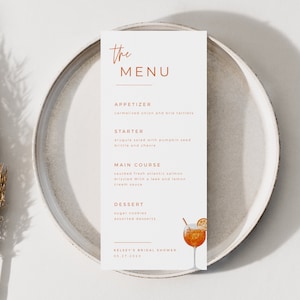 Italian Aperol Spritz Bridal Shower Menu Template | NEROLA Collection