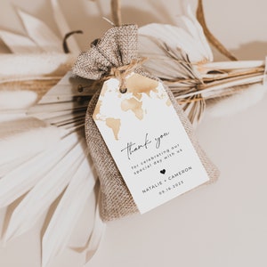 Destination Wedding World Map Wedding Favor Tag Template | FERNANDA Collection