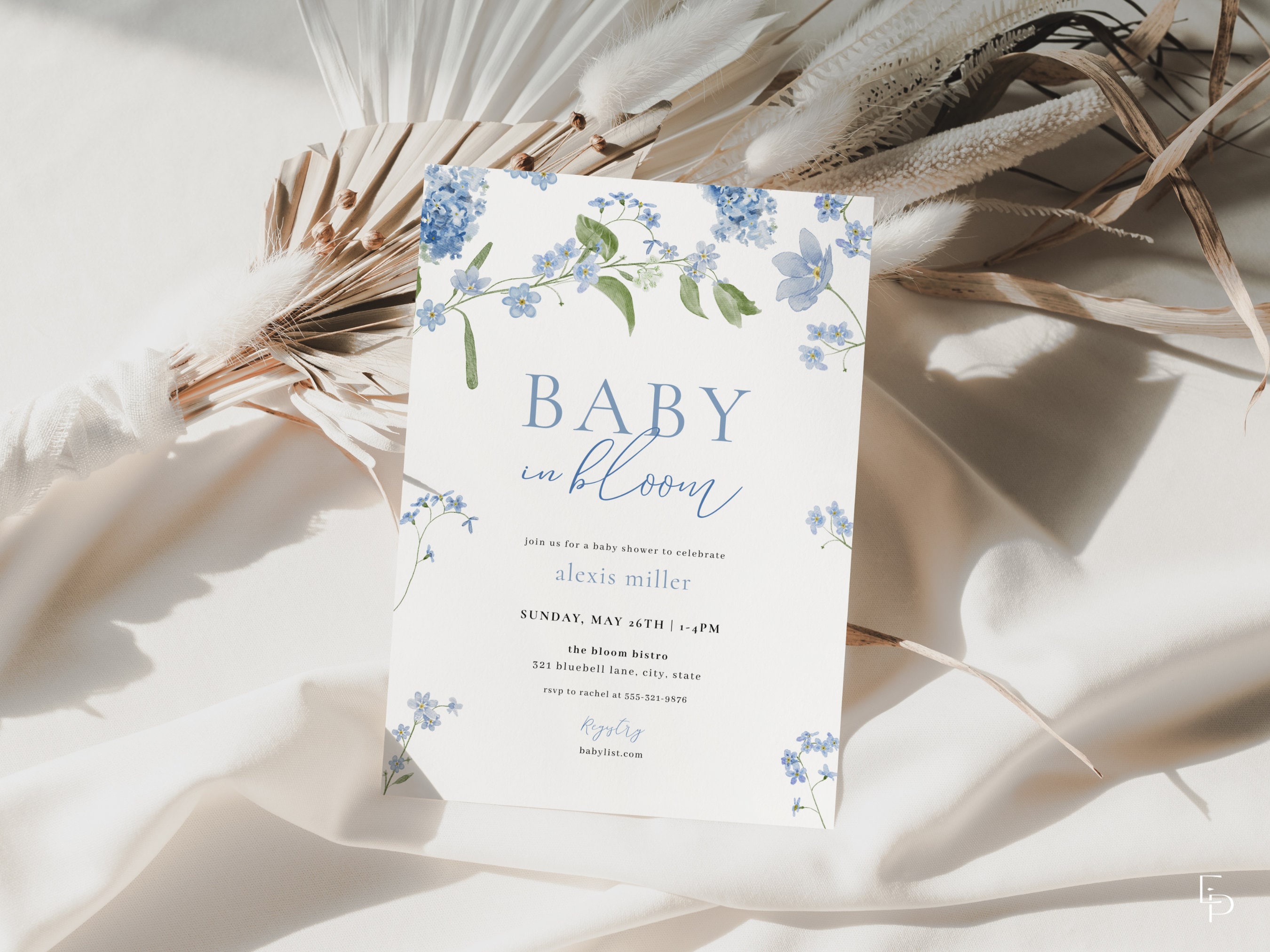  showerboy  Blue Baby in Bloom Baby Shower Invitation Template for Boy Floral Baby  Shower Invite | RUKA Collection - Etsy