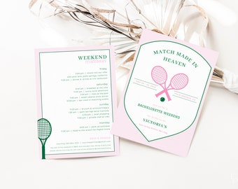 Perfect Match Tennis Bachelorette Weekend Invite and Itinerary Template | MARTINA Collection