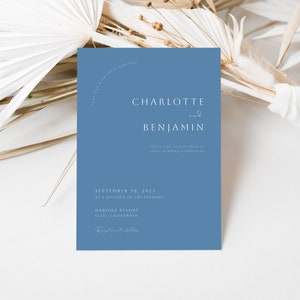 Modern Minimalist Dusty Blue Wedding Invitation Template | MARILEE Collection