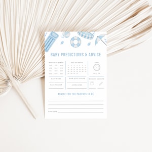 Blue Splish Splash Baby Predictions and Advice Baby Shower Game Template for Summer Boy Pool Party Baby Shower Games | MIRRI Collection