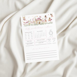 A Little Fairy Baby Predictions and Advice Baby Shower Game Template | ELVINA Collection