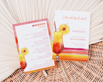 Tequila Sunrise Bachelorette Weekend Invite and Itinerary Template | CAZ Collection