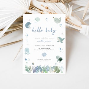 Boy Under the Sea Baby Shower Invitation Template for Ocean Baby Shower | UMIKO Collection