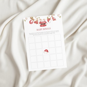 Santa Baby Christmas Merry Little Baby Shower Baby Bingo Baby Shower Game Template | SERAPHINA Collection