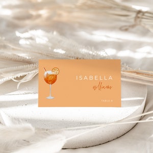 Aperol Spritz Place Card Template for Love at First Spritz Bridal Shower | NEROLA Collection