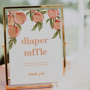 Peach Baby Shower Diaper Raffle Sign Template | DURANZO Collection