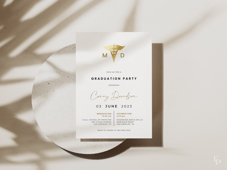 Modern Medical School Graduation Party Invitation Template VEDA Collection image 3