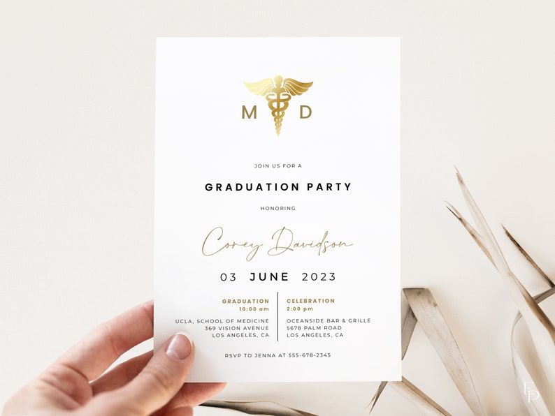 Modern Medical School Graduation Party Invitation Template VEDA Collection image 2