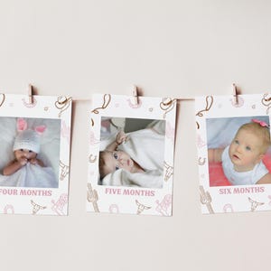First Rodeo Birthday Photo Banner Template for Wild West Pink Cowgirl Girl 1st Birthday 5x7 Photo Banner Decoration | ANNIE Collection