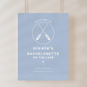 Modern Baby Blue Lake Bachelorette Welcome Sign Template | LOCKLYN Collection