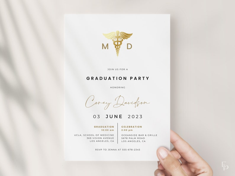 Modern Medical School Graduation Party Invitation Template VEDA Collection image 1