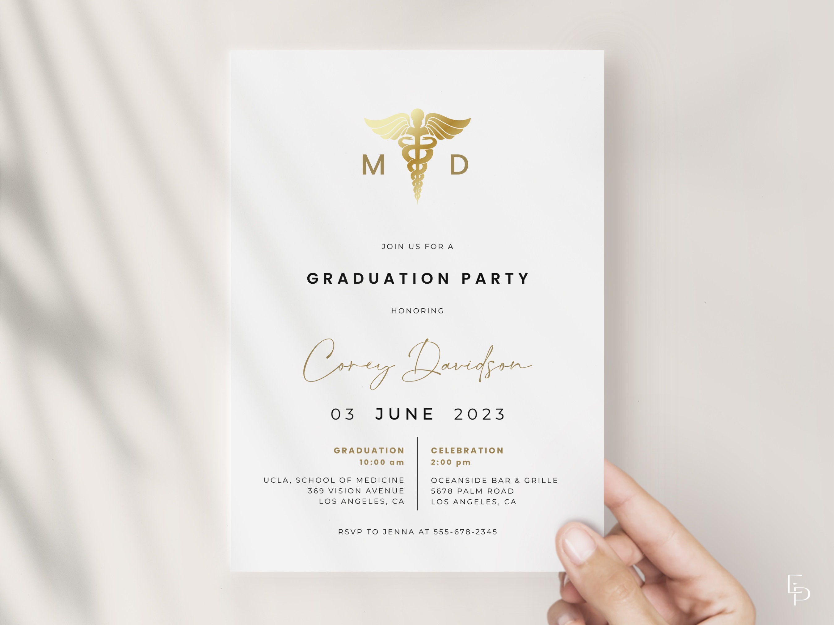 Modern Medical School Graduation Party Invitation Template - Etsy