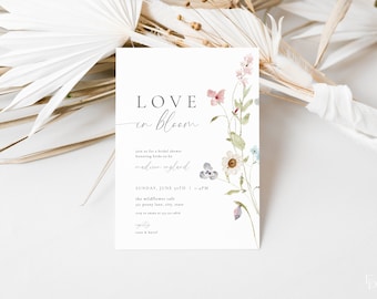 Simple Love in Bloom Bridal Shower Invitation Template Editable Wildflower Bridal Shower Invite Digital Download | CEREALIA Collection