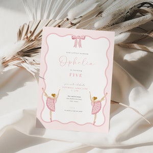 Ballerina Birthday Party Invitation Template for Pink Ballet Girl Birthday | AIDA Collection
