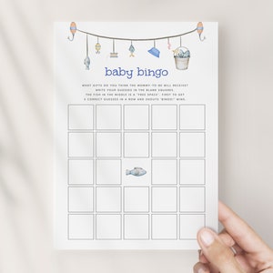 Little Fisherman Fishing Bingo Baby Shower Game Template | MEENA Collection