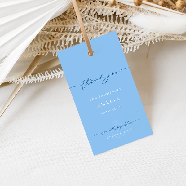 Something Blue Bridal Shower Favor Tags Template | ACIANO Collection