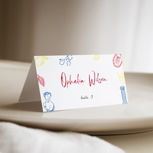 That's Amore Place Card Template for Whimsical Hand Drawn Illustration Italian Bridal Shower Name Card or Buffet Card | DONATO Collection