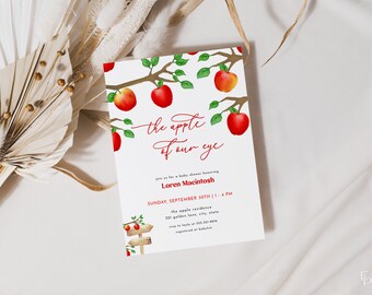 Fall Apple Baby Shower Invitation Template for Apple of My Eye Baby Shower | ALMILA Collection
