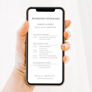 Modern Wedding Weekend Itinerary Digital Template with Weekend Schedule | DREA Collection