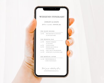 Modern Wedding Weekend Itinerary Digital Template with Weekend Schedule | DREA Collection