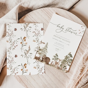 Woodland Baby Shower Invitation Template for Forest Woodland Animals Baby Shower Invite Editable Digital Download | ADAIR Collection