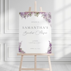 Lilac Bridal Shower Welcome Sign Template | SUREN Collection - Etsy