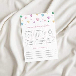 Little Sweetheart Valentine's Conversation Hearts Baby Predictions and Advice Baby Shower Game Template | CARYS Collection