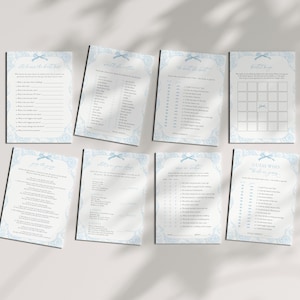 Blue Toile De Jouy Bridal Shower Game Bundle Templates Instant Download Chinoiserie Something Blue Bridal Shower Games | ADELE Collection