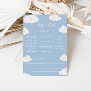 Oh Baby Modern Blue Cloud Baby Predictions and Advice Baby Shower Game Template | ANAN Collection