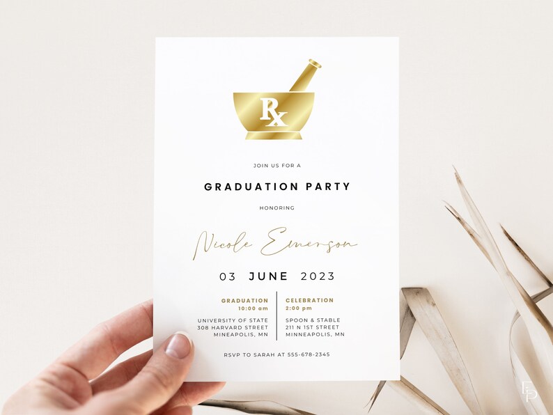 Modern Pharmacy School Graduation Party Invitation Template Etsy
