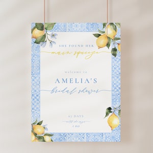 She Found Her Main Squeeze Italian Blue Tiles and Lemon Bridal Shower ...