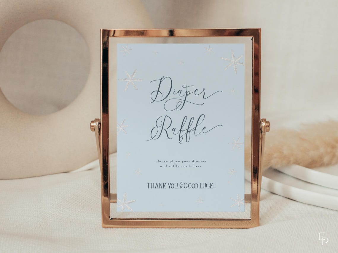 Baby It's Cold Outside Diaper Raffle Sign Template for Blue Winter ...