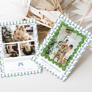 Blue Chinoiserie Christmas Card Template for Grandmillenial Blue Christmas Holiday Family Photo Card | ELSIE Collection